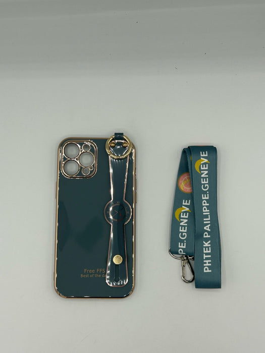 Case with hand and neck strap Green for iphone 12 pro max